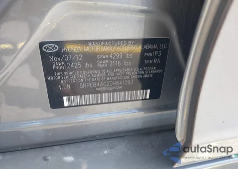 2013 Hyundai Sonata Gls из США, поврежденный, VIN 5NPEB4AC2DH641093